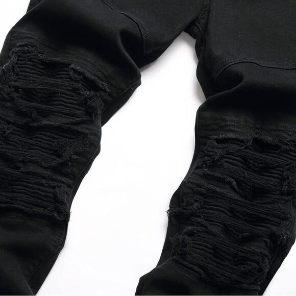 RXXKKK Men's Classic Regular Fit Zipper Fly Biker Jeans - Picture 2 of 16